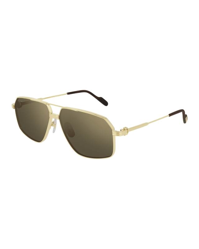 Men's Square Metal Double-Bridge Sunglasses